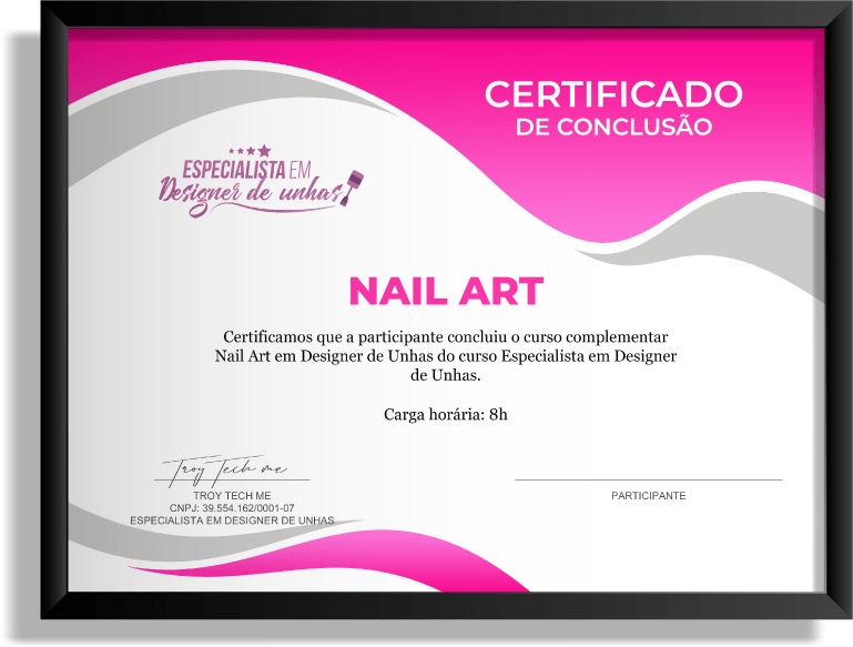 CERTIFICADO 2 NAIL ART QUADRO 1 - Curso Designer de Unhas Oferta